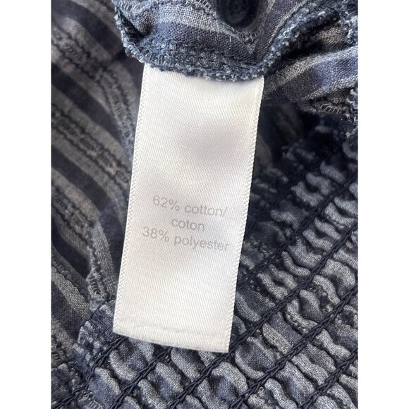 Maurices Top Size 1X Striped Short Sleeve Button Up Tie Front Navy Blue Gray - Picture 5 of 9